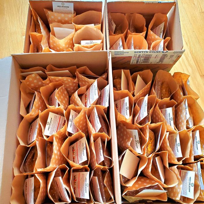 Packed meal bags ready for delivery to a shelter